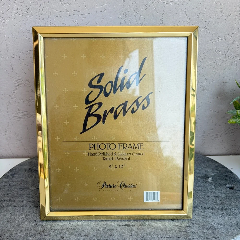 Picture Classics Solid Brass 8x10 Photo Frame Gold Tarnish Resistant Vintage